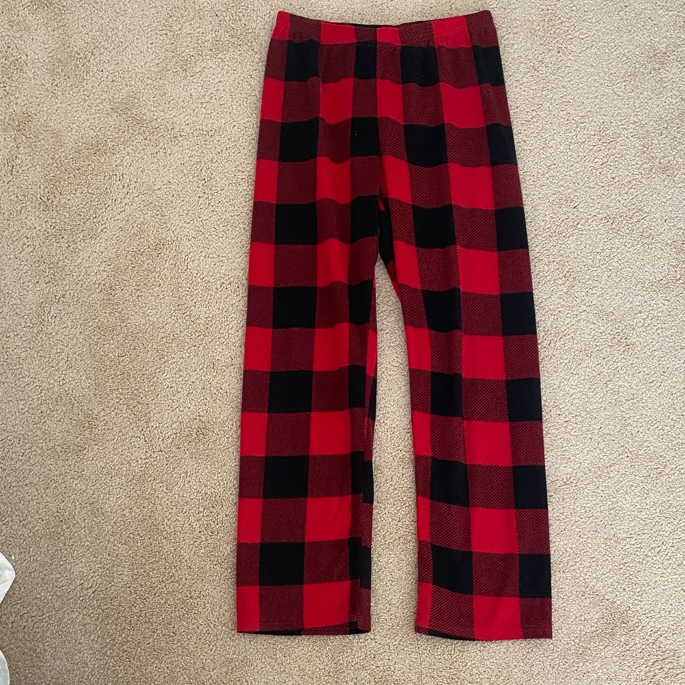 NWOT Kids Red and Black Plaid Pajama Bottoms